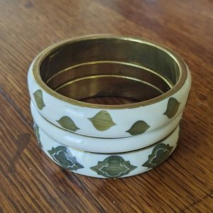 Chico's 3 Bangle Bracelets Ivory-Green